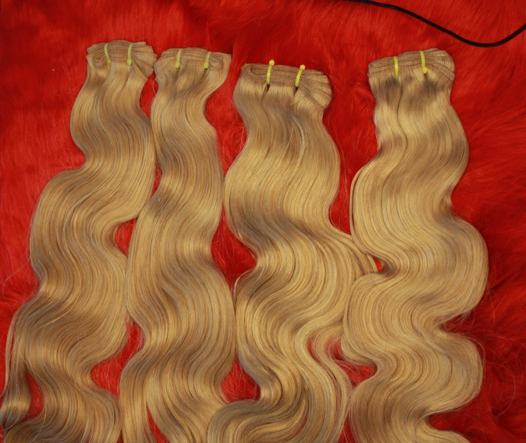 Extensiones de Cabello Humano Rubio Ondulado Natural 20´´